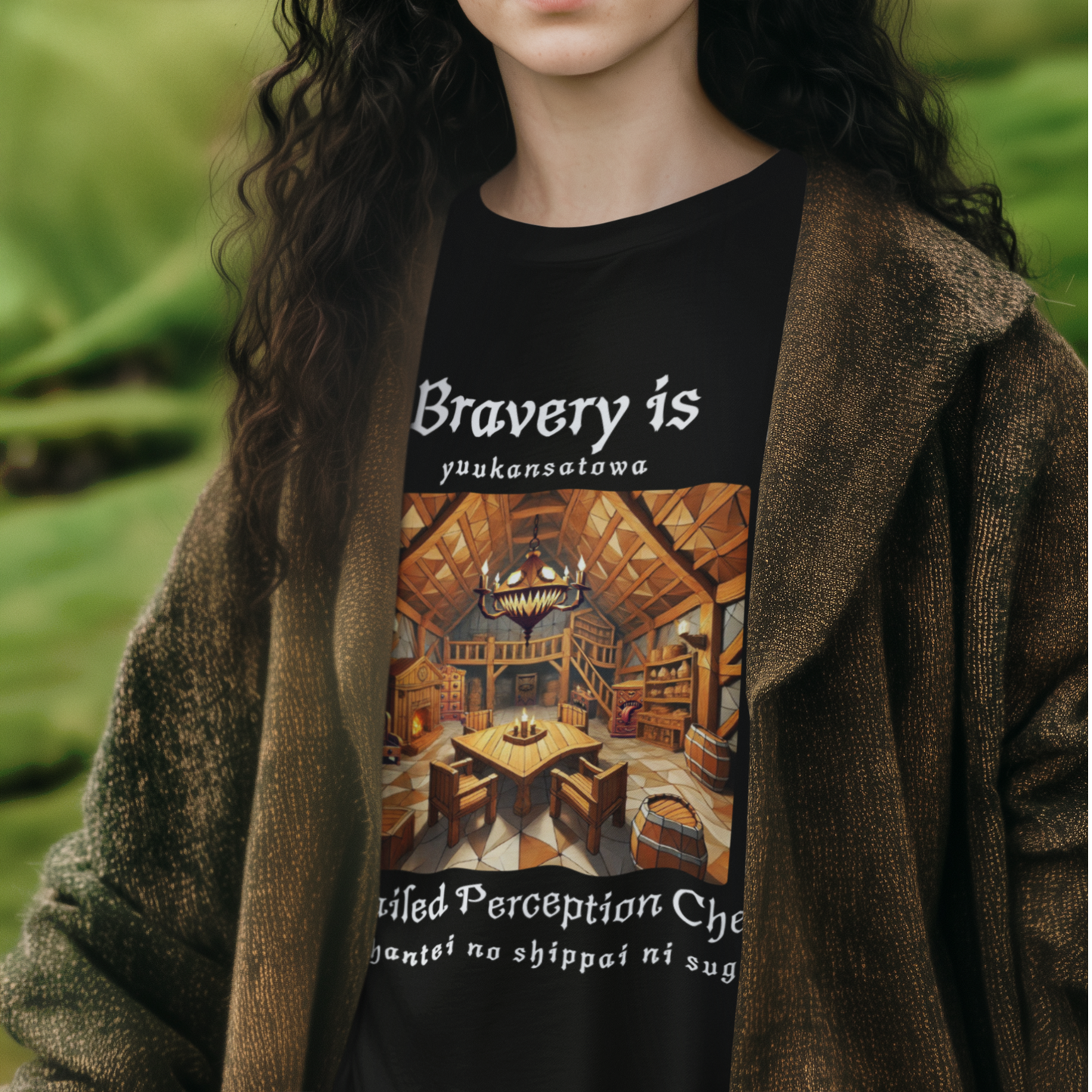 Bravery Is Just Failed Perception Check – Japanese RPG Tee