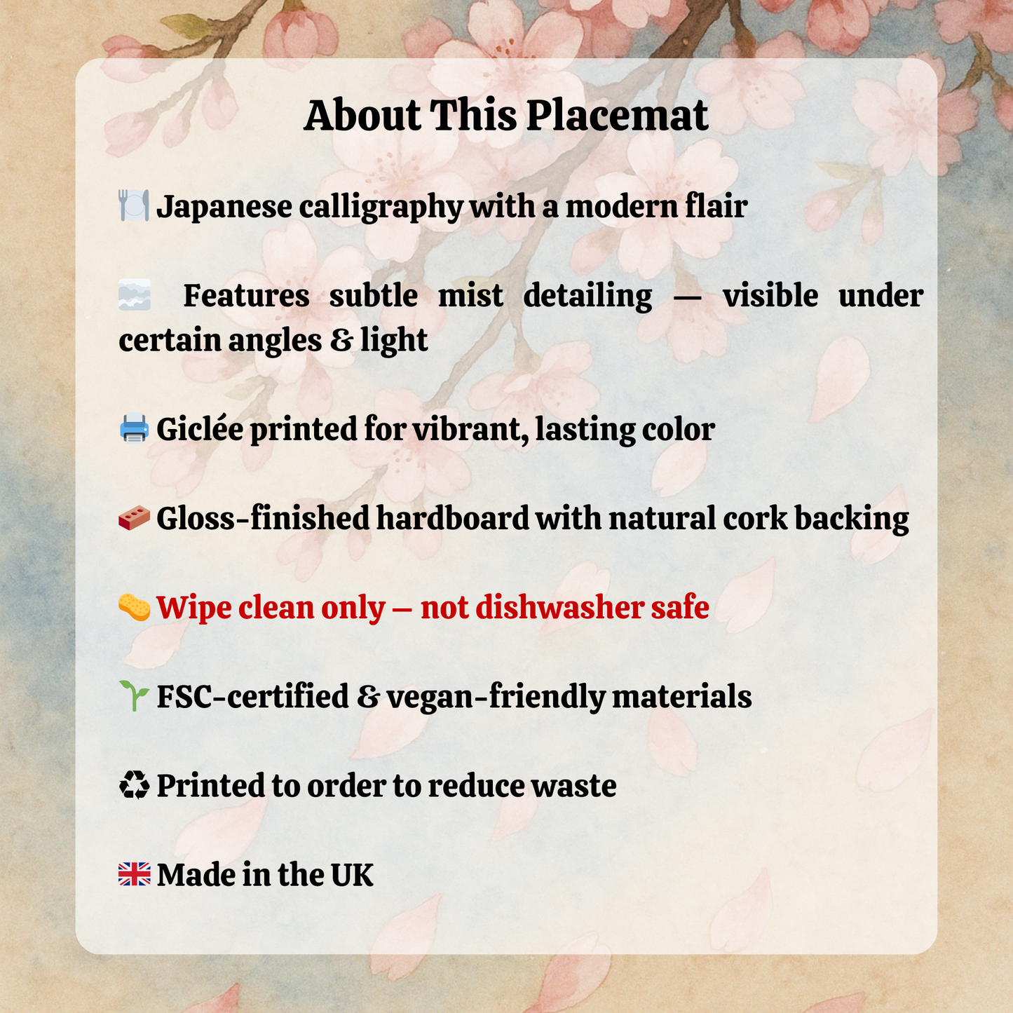 HONJITSU NO SHUYAKU Placemat Set – “The Star of Today” Colour : Fuji iro  (2-Pack)