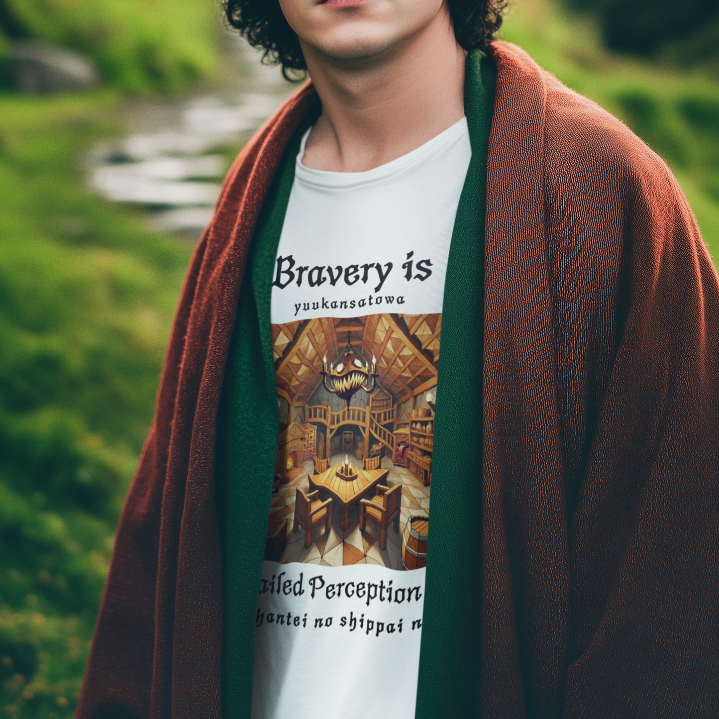 Bravery Is Just Failed Perception Check – Japanese RPG Tee