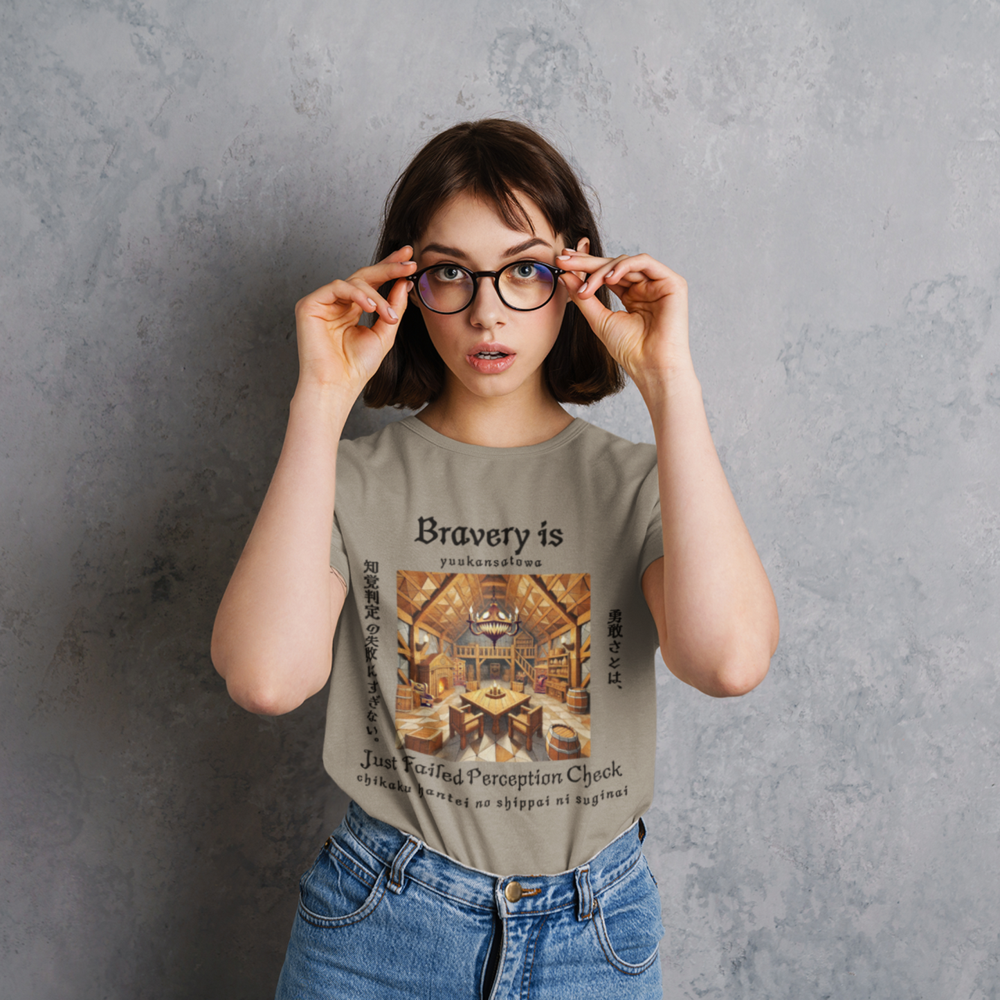 Bravery Is Just Failed Perception Check – Japanese RPG Tee