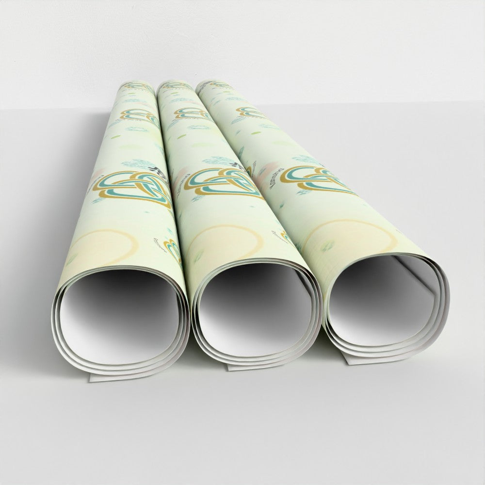 Kansha Wrapping Paper – Japanese Gift Wrap with Mizuhiki Knot, 'Gratitude' Calligraphy | FSC Paper | 3 Sheets – [Green]