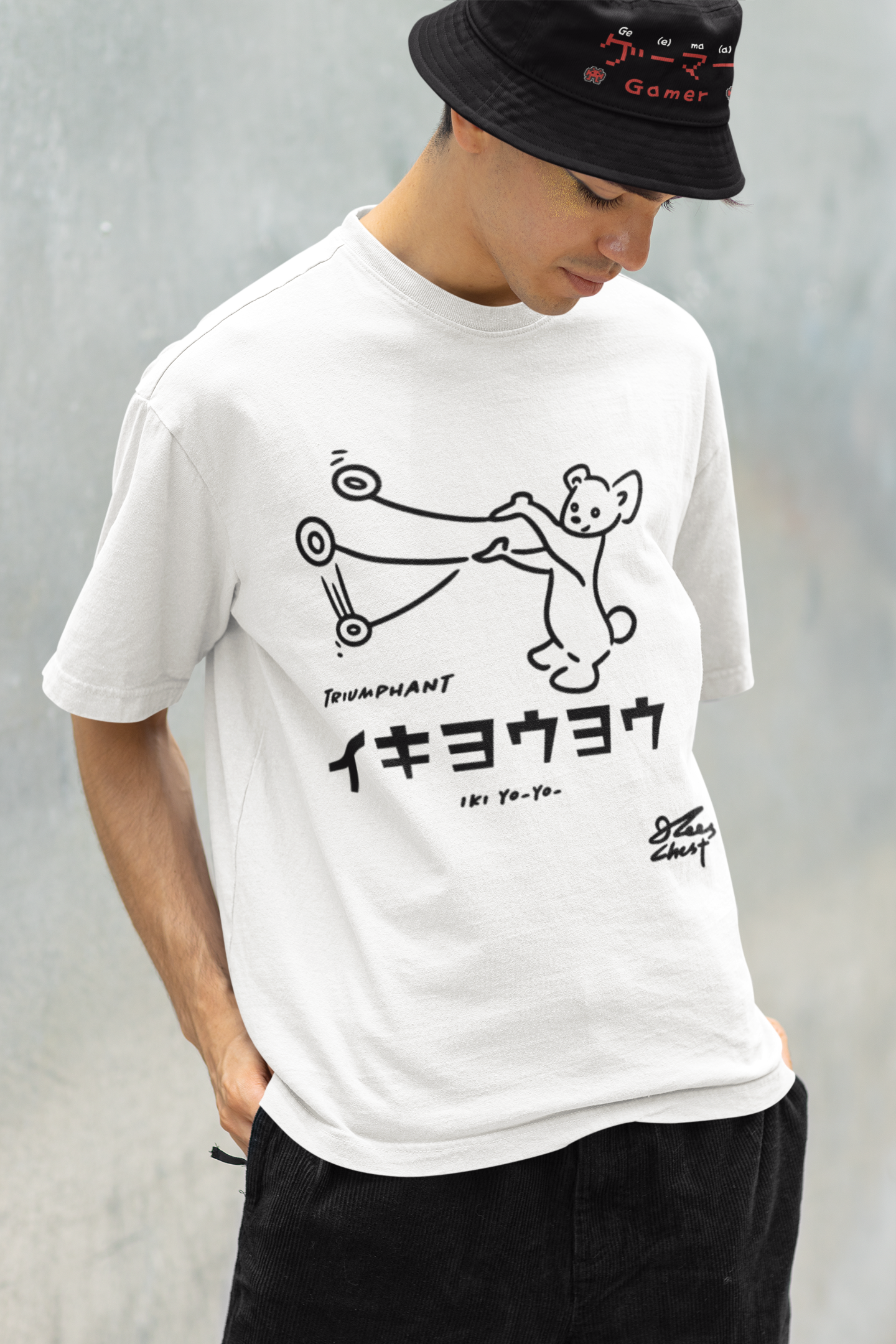 Gamer Japanese Hat | Pixel Art Style Bucket Hat | Funny Embroidered Cap